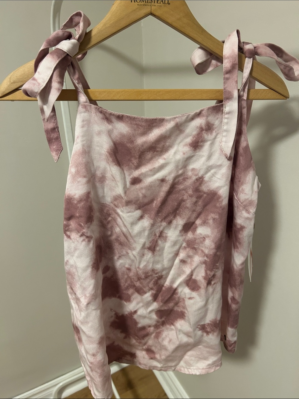 Tie-Shoulder Tie-Dye Tank Top - Rose Pink